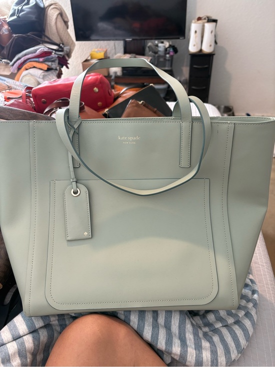 kate spade Handbags - kate spade mint green leather tote with front pocket